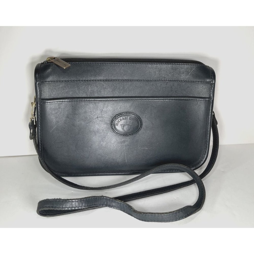 Michael Green Vintage Small Black Leather Shoulder Bag - Distressed